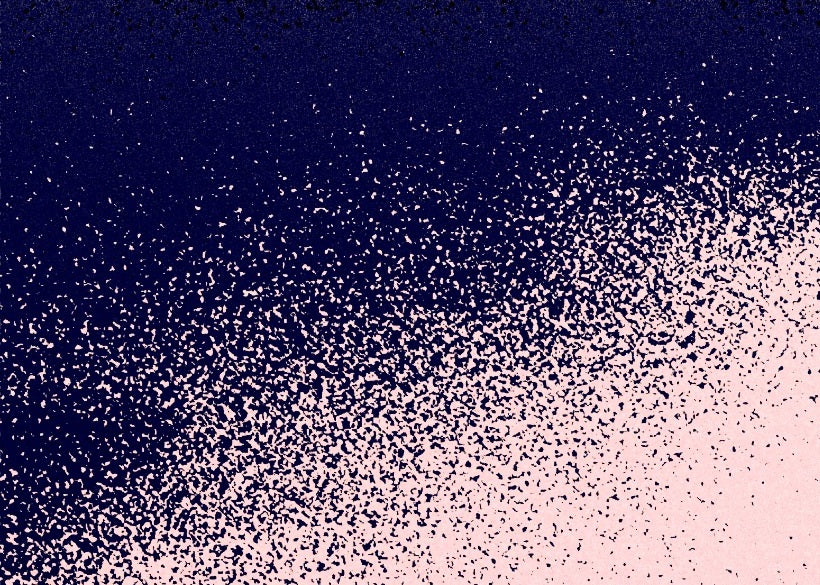 Disintegration detail — granular texture and transition into light